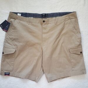 Chaps Men's Cargo Shorts‎ Stretch Big and Tall 10" Inseam Size 52 Hampton Khaki.